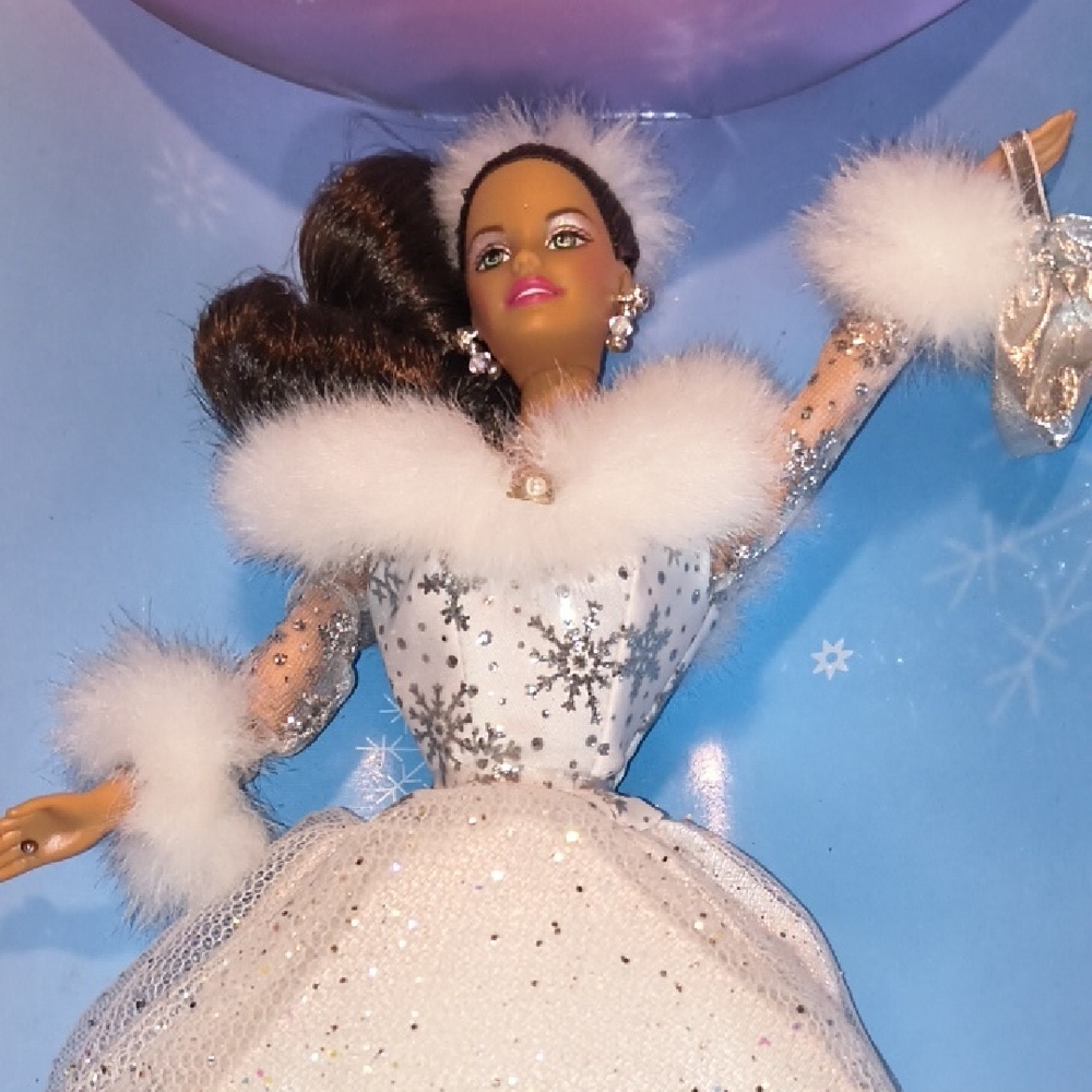 Elegant Winter Reflections White and Silver Barbie Doll with Fur Accents